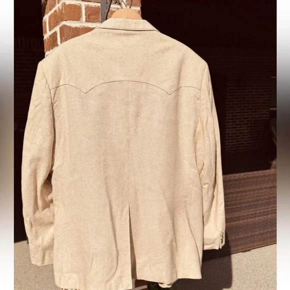 Circle S Blazer Mens 52R Wheat Tan Western Yoke Tweed 2 Button Made in USA - Picture 5 of 8
